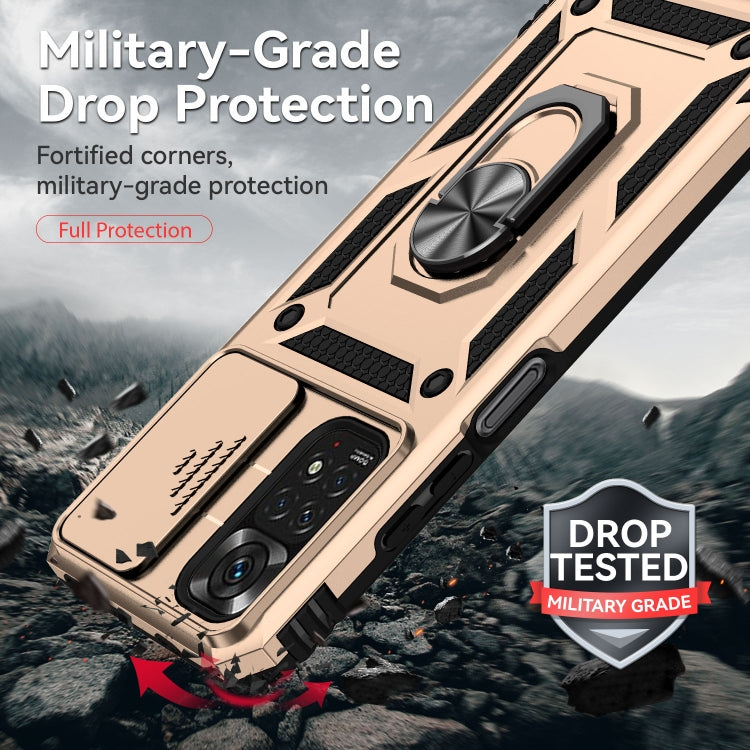 For Xiaomi Redmi Note 11 Global Sliding Camshield Holder Phone Case(Gold) by buy2fix