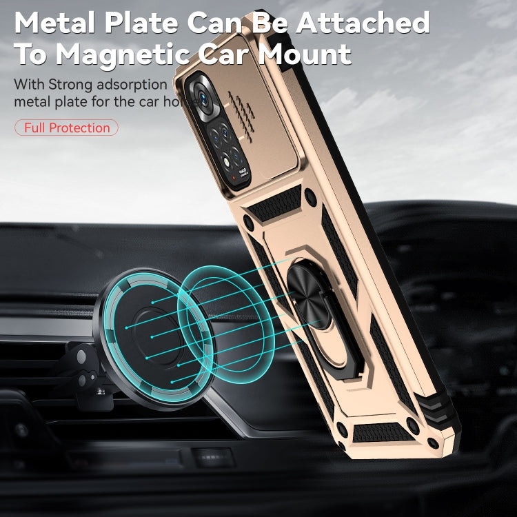 For Xiaomi Redmi Note 11 Global Sliding Camshield Holder Phone Case(Gold) by buy2fix