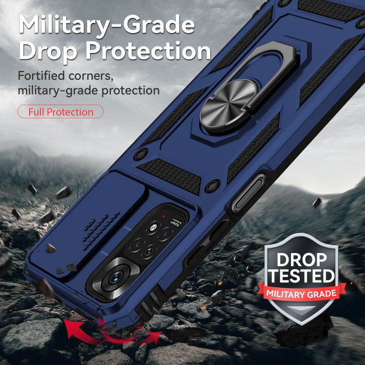 For Xiaomi Redmi Note 11 Global Sliding Camshield Holder Phone Case(Blue) by buy2fix