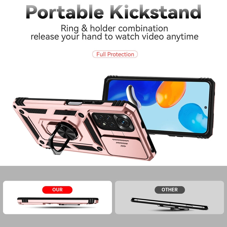 For Xiaomi Redmi Note 11 Global Sliding Camshield Holder Phone Case(Rose Gold) by buy2fix