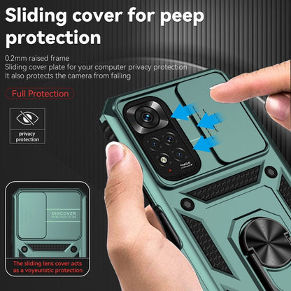 For Xiaomi Redmi Note 11 Global Sliding Camshield Holder Phone Case(Dark Green) by buy2fix