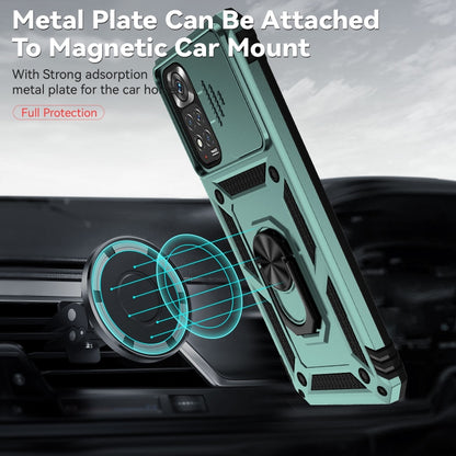 For Xiaomi Redmi Note 11 Global Sliding Camshield Holder Phone Case(Dark Green) by buy2fix