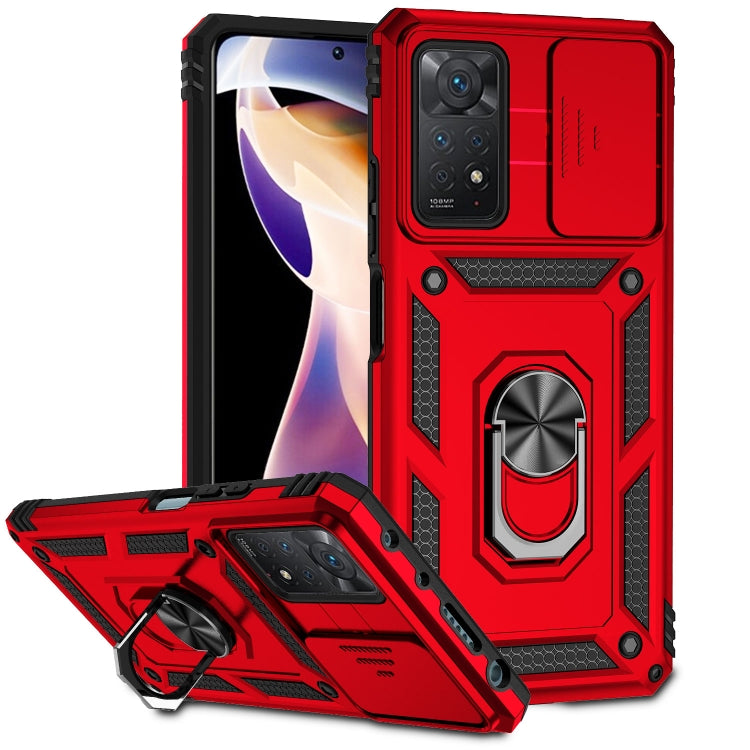 For Xiaomi Redmi Note 11 Pro Global Sliding Camshield Holder Phone Case(Red) by buy2fix