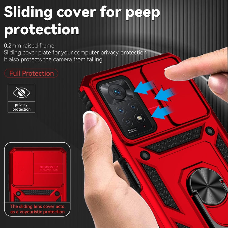 For Xiaomi Redmi Note 11 Pro Global Sliding Camshield Holder Phone Case(Red) by buy2fix