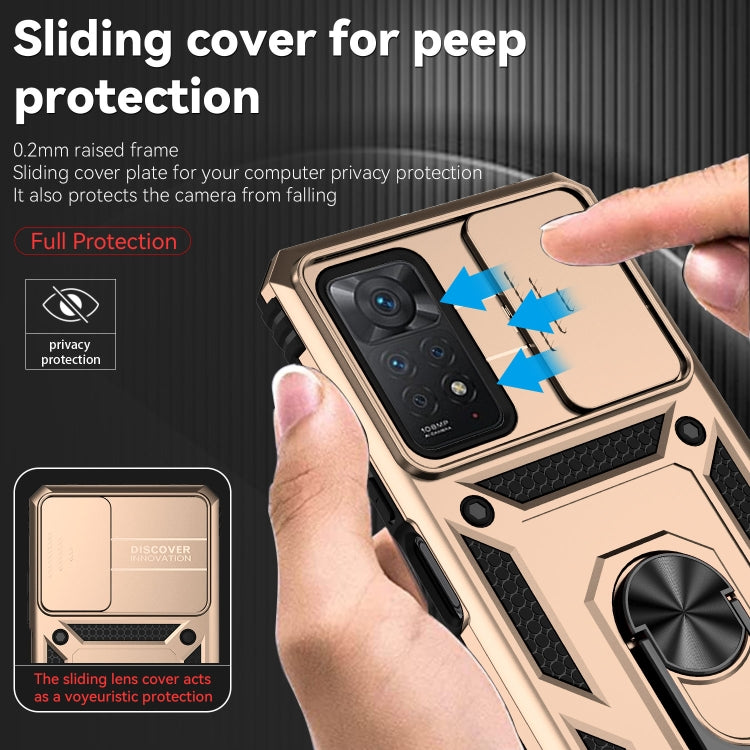 For Xiaomi Redmi Note 11 Pro Global Sliding Camshield Holder Phone Case(Gold) by buy2fix