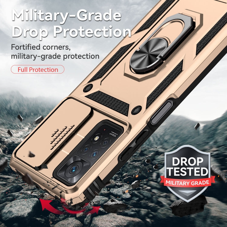 For Xiaomi Redmi Note 11 Pro Global Sliding Camshield Holder Phone Case(Gold) by buy2fix