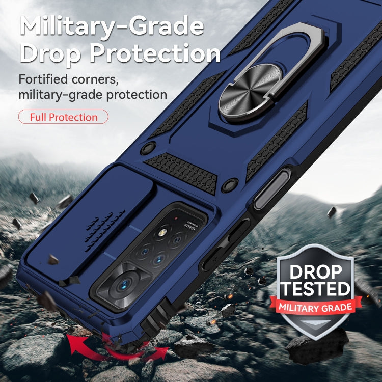 For Xiaomi Redmi Note 11 Pro Global Sliding Camshield Holder Phone Case(Blue) by buy2fix