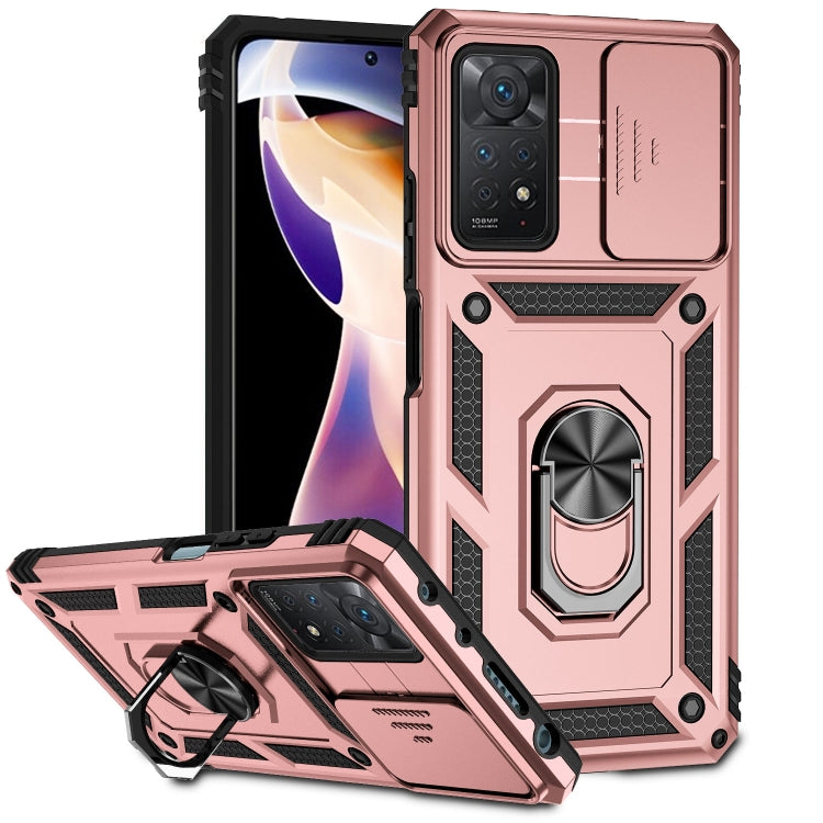 For Xiaomi Redmi Note 11 Pro Global Sliding Camshield Holder Phone Case(Rose Gold) by buy2fix