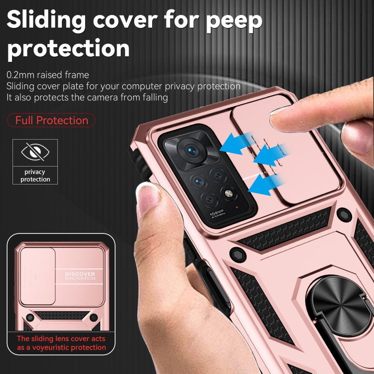 For Xiaomi Redmi Note 11 Pro Global Sliding Camshield Holder Phone Case(Rose Gold) by buy2fix