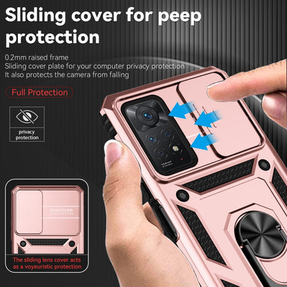 For Xiaomi Redmi Note 11 Pro Global Sliding Camshield Holder Phone Case(Rose Gold) by buy2fix