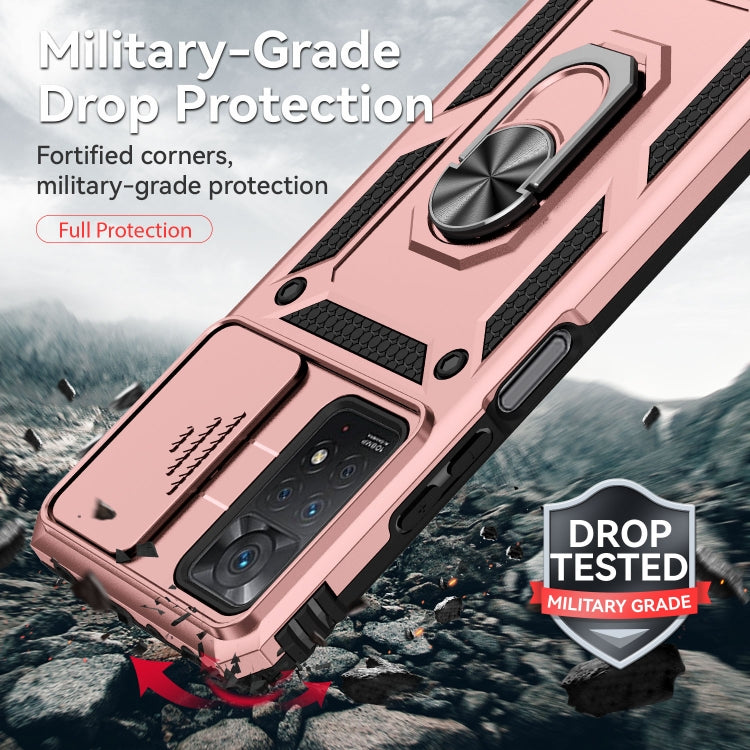 For Xiaomi Redmi Note 11 Pro Global Sliding Camshield Holder Phone Case(Rose Gold) by buy2fix