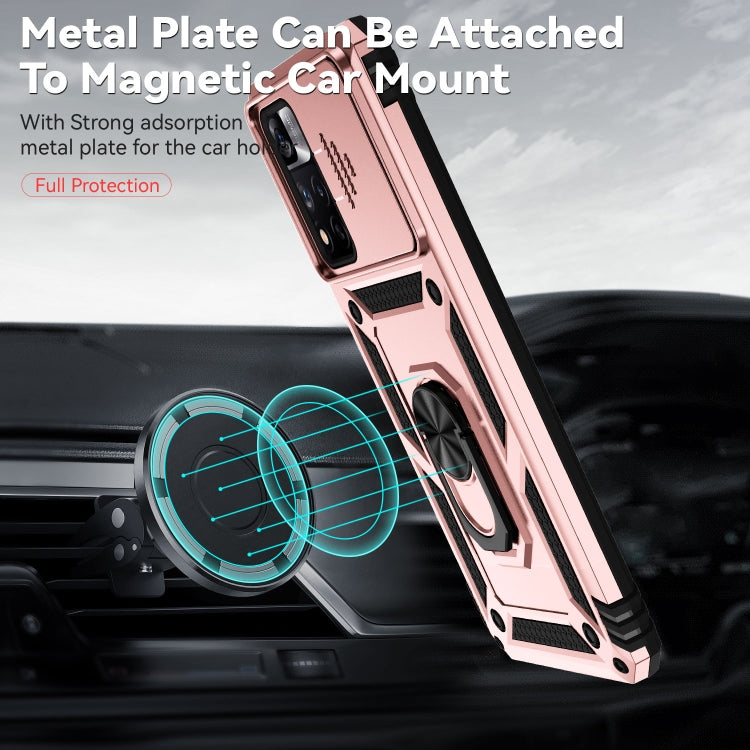 For Xiaomi Redmi Note 11 Pro Global Sliding Camshield Holder Phone Case(Rose Gold) by buy2fix