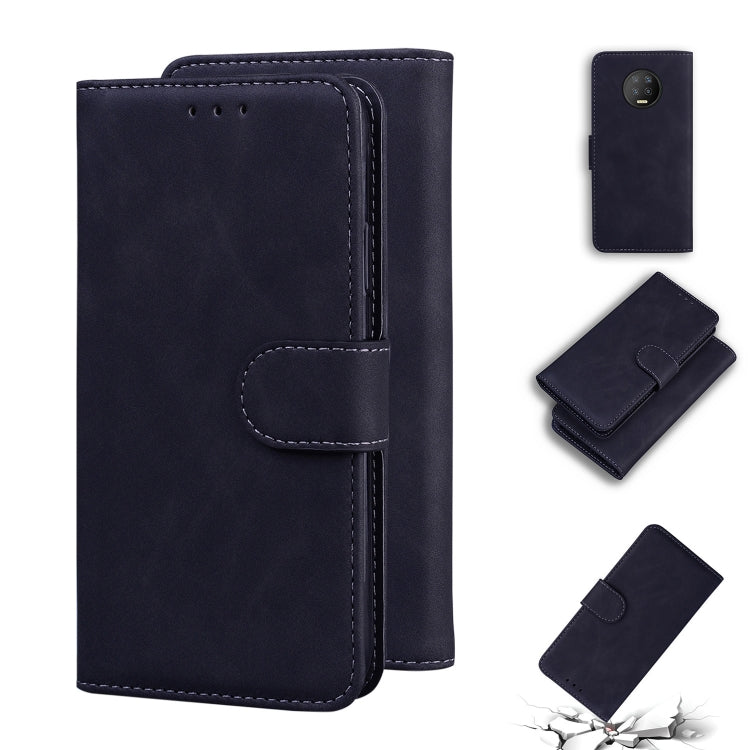 For Infinix Note 7 X690 Skin Feel Pure Color Flip Leather Phone Case(Black) - Infinix Cases by buy2fix | Online Shopping UK | buy2fix