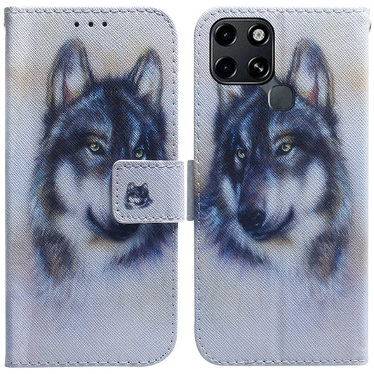 For Infinix Smart 6 Coloured Drawing Leather Phone Case(White Wolf) - Infinix Cases by buy2fix | Online Shopping UK | buy2fix