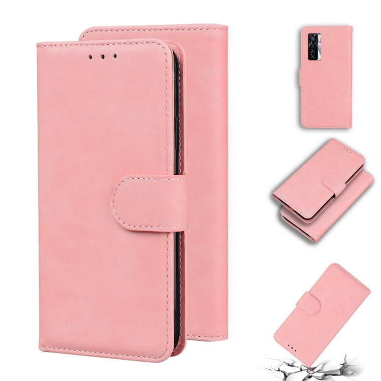For Tecno Camon 17 Pro Skin Feel Pure Color Flip Leather Phone Case(Pink) by buy2fix