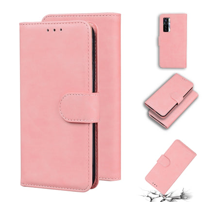 For Tecno Camon 17 Pro Skin Feel Pure Color Flip Leather Phone Case(Pink) by buy2fix