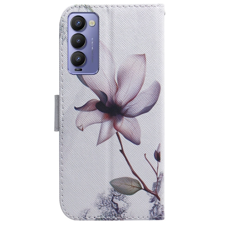 For Tecno Camon 18 / 18P Coloured Drawing Leather Phone Case(Magnolia Flower) by buy2fix