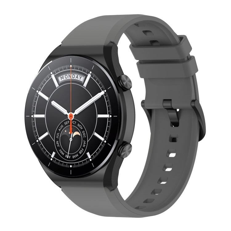 For Xiaomi Watch S1 22mm Protruding Head Glossy Silicone Watch Band(Dark Grey) - Watch Bands by buy2fix | Online Shopping UK | buy2fix