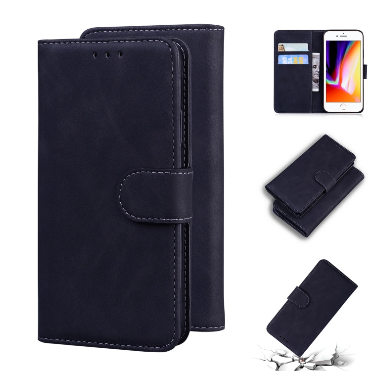 For iPhone SE 2022 / SE 2020 / 8 / 7 Skin Feel Pure Color Flip Leather Phone Case(Black) - iPhone SE 2022 / 2020 / 8 / 7 Cases by buy2fix | Online Shopping UK | buy2fix