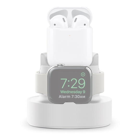 A001 3 In 1 Silicone Charging Holder for iPhone / iWatch / AirPods(White) - Charger / Holder by buy2fix | Online Shopping UK | buy2fix