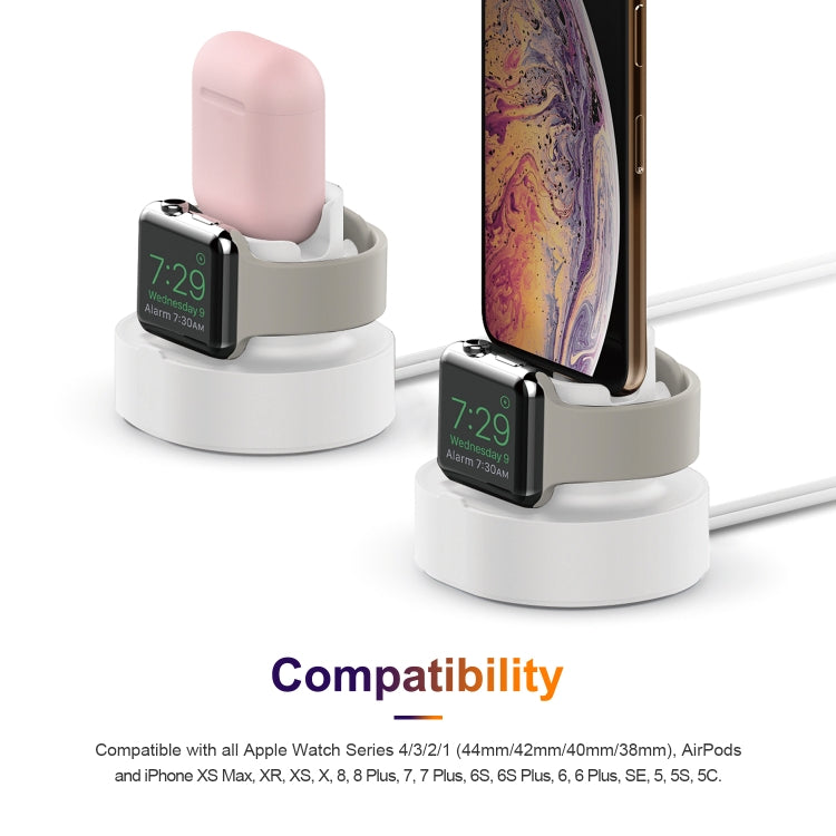 A001 3 In 1 Silicone Charging Holder for iPhone / iWatch / AirPods(White) - Charger / Holder by buy2fix | Online Shopping UK | buy2fix