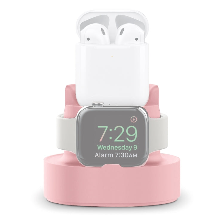 A001 3 In 1 Silicone Charging Holder for iPhone / iWatch / AirPods(Pink) - Charger / Holder by buy2fix | Online Shopping UK | buy2fix