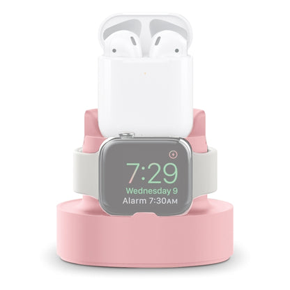 A001 3 In 1 Silicone Charging Holder for iPhone / iWatch / AirPods(Pink) - Charger / Holder by buy2fix | Online Shopping UK | buy2fix
