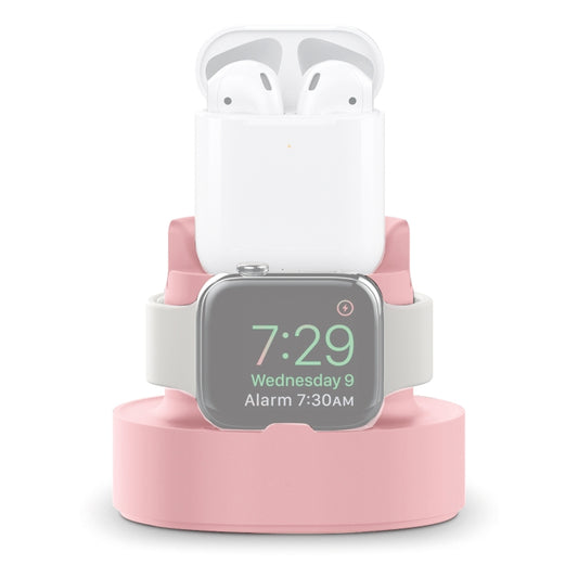 A001 3 In 1 Silicone Charging Holder for iPhone / iWatch / AirPods(Pink) - Charger / Holder by buy2fix | Online Shopping UK | buy2fix