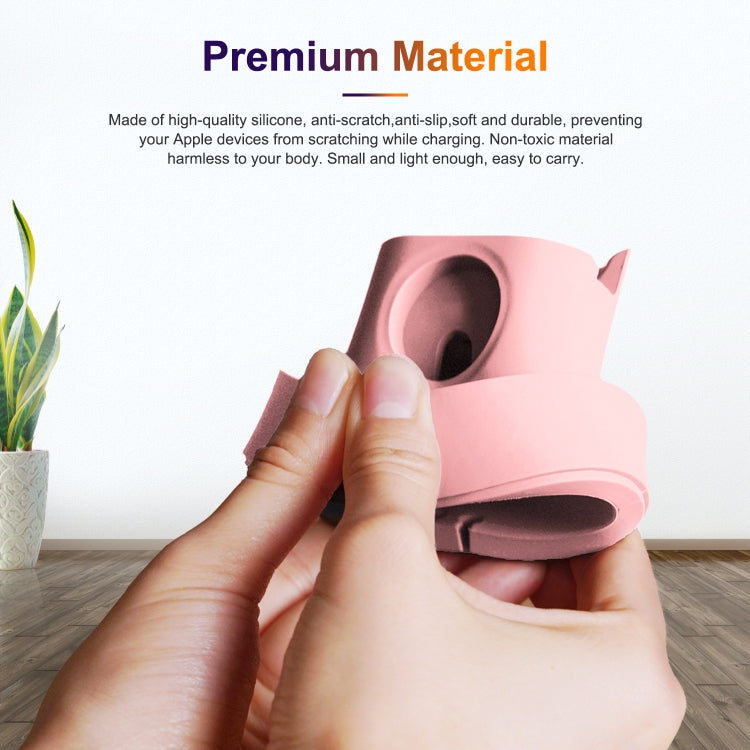 A001 3 In 1 Silicone Charging Holder for iPhone / iWatch / AirPods(Pink) - Charger / Holder by buy2fix | Online Shopping UK | buy2fix