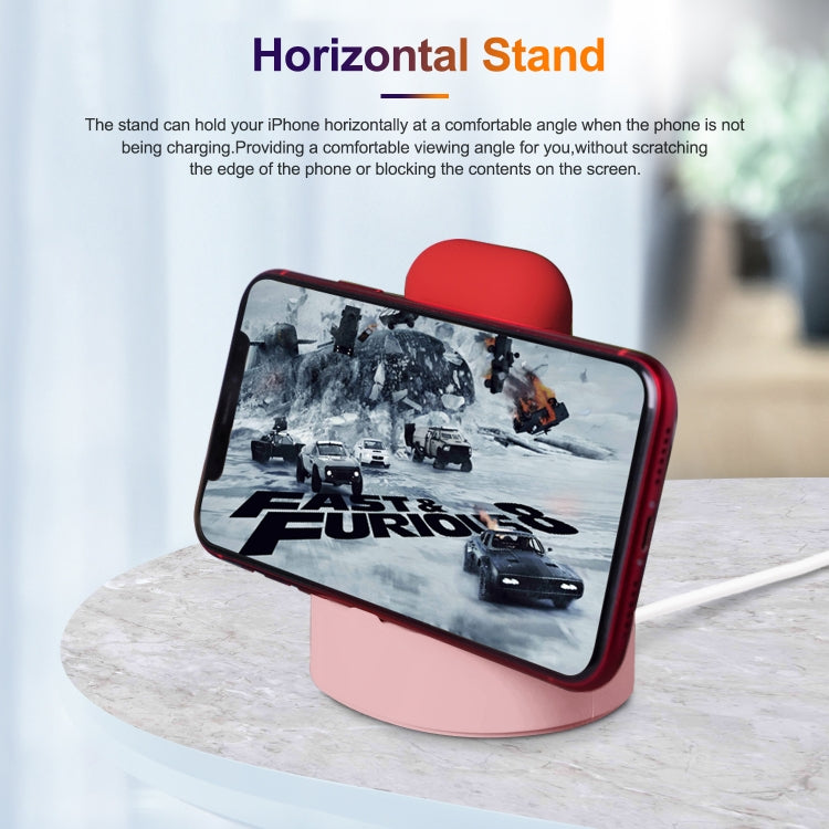 A001 3 In 1 Silicone Charging Holder for iPhone / iWatch / AirPods(Pink) - Charger / Holder by buy2fix | Online Shopping UK | buy2fix