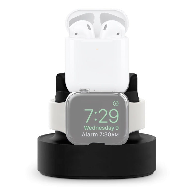 A001 3 In 1 Silicone Charging Holder for iPhone / iWatch / AirPods(Black) - Charger / Holder by buy2fix | Online Shopping UK | buy2fix