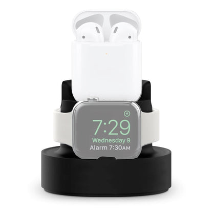 A001 3 In 1 Silicone Charging Holder for iPhone / iWatch / AirPods(Black) - Charger / Holder by buy2fix | Online Shopping UK | buy2fix