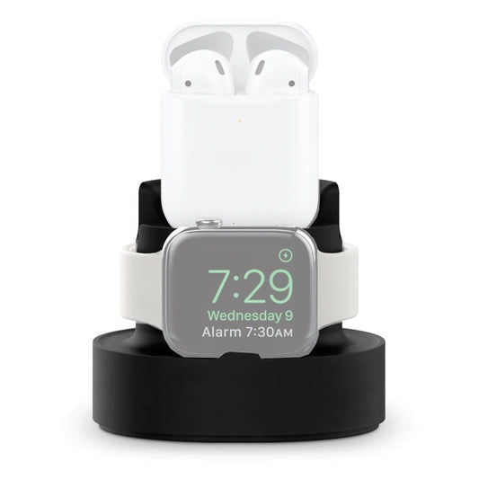 A001 3 In 1 Silicone Charging Holder for iPhone / iWatch / AirPods(Black) - Charger / Holder by buy2fix | Online Shopping UK | buy2fix