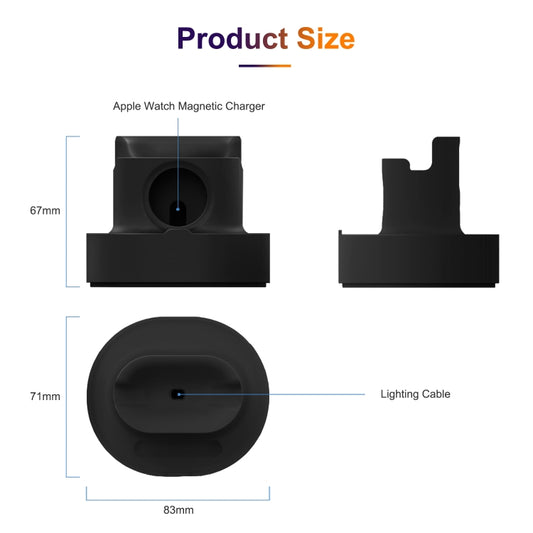 A001 3 In 1 Silicone Charging Holder for iPhone / iWatch / AirPods(Black) - Charger / Holder by buy2fix | Online Shopping UK | buy2fix