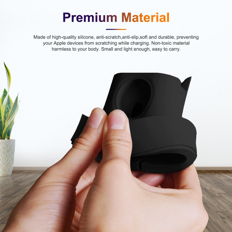 A001 3 In 1 Silicone Charging Holder for iPhone / iWatch / AirPods(Black) - Charger / Holder by buy2fix | Online Shopping UK | buy2fix