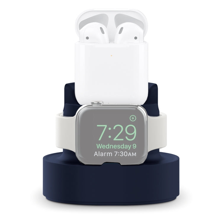 A001 3 In 1 Silicone Charging Holder for iPhone / iWatch / AirPods(Dark Blue) - Charger / Holder by buy2fix | Online Shopping UK | buy2fix
