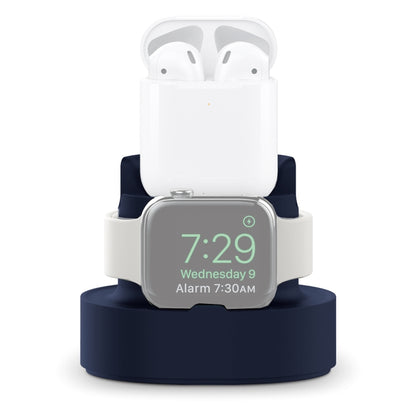 A001 3 In 1 Silicone Charging Holder for iPhone / iWatch / AirPods(Dark Blue) - Charger / Holder by buy2fix | Online Shopping UK | buy2fix