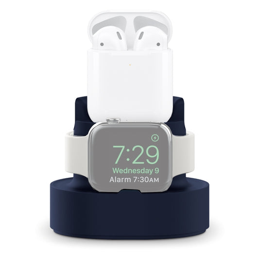 A001 3 In 1 Silicone Charging Holder for iPhone / iWatch / AirPods(Dark Blue) - Charger / Holder by buy2fix | Online Shopping UK | buy2fix