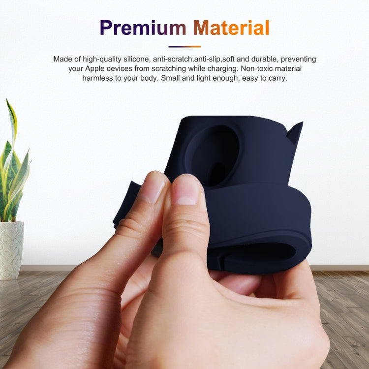 A001 3 In 1 Silicone Charging Holder for iPhone / iWatch / AirPods(Dark Blue) - Charger / Holder by buy2fix | Online Shopping UK | buy2fix