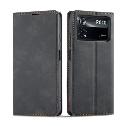 For Xiaomi Poco X4 Pro 5G Forwenw Dream Series Oil Edge Strong Magnetism Leather Phone Case(Black) by Forwenw
