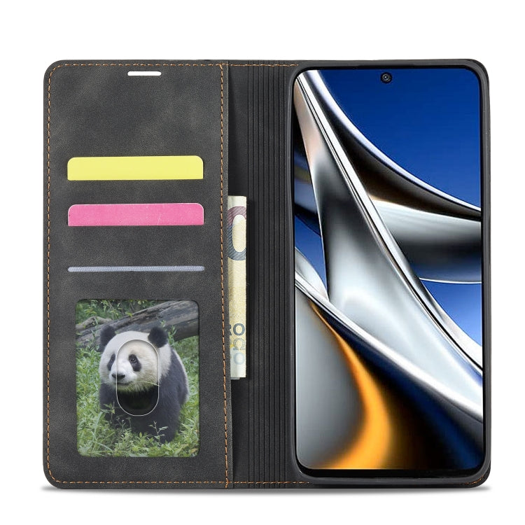 For Xiaomi Poco X4 Pro 5G Forwenw Dream Series Oil Edge Strong Magnetism Leather Phone Case(Black) by Forwenw
