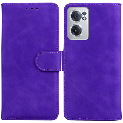 For OnePlus Nord CE 2 5G Skin Feel Pure Color Flip Leather Phone Case(Purple) - OnePlus Cases by buy2fix | Online Shopping UK | buy2fix