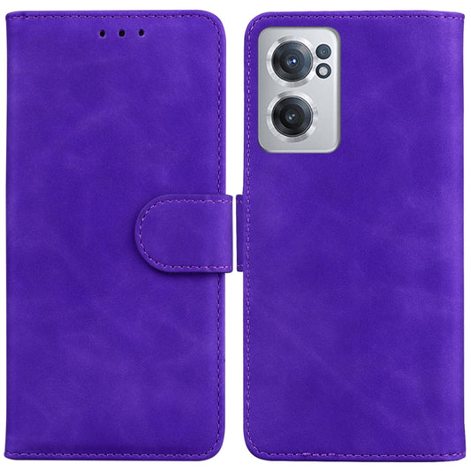 For OnePlus Nord CE 2 5G Skin Feel Pure Color Flip Leather Phone Case(Purple) - OnePlus Cases by buy2fix | Online Shopping UK | buy2fix