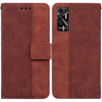 For Tecno Pova 2 Geometric Embossed Leather Phone Case(Brown) by buy2fix