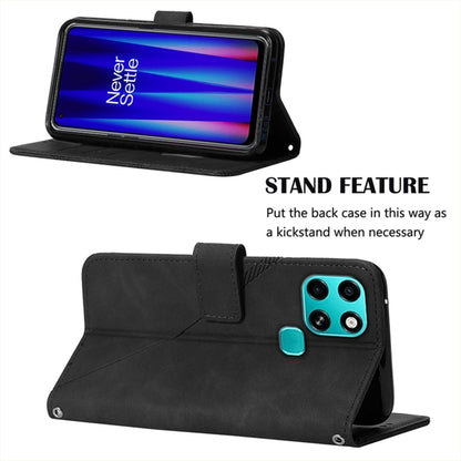 For Infinix Smart 6 Crossbody 3D Embossed Flip Leather Phone Case(Black) - Infinix Cases by buy2fix | Online Shopping UK | buy2fix