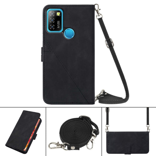 For Infinix Hot 10 Lite / Smart 5 Crossbody 3D Embossed Flip Leather Phone Case(Black) - Infinix Cases by buy2fix | Online Shopping UK | buy2fix
