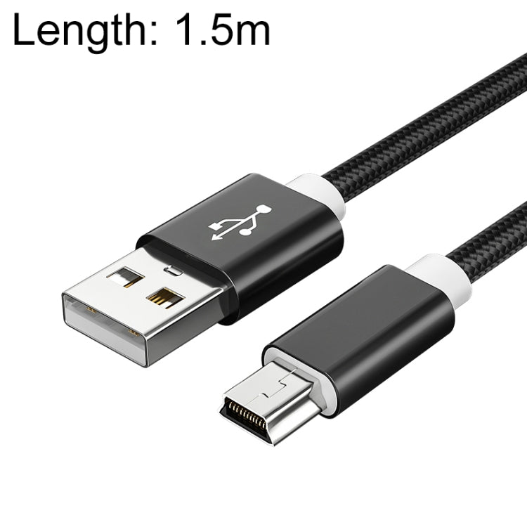 5 PCS Mini USB to USB A Woven Data / Charge Cable for MP3, Camera, Car DVR, Length:1.5m(Black) -  by buy2fix | Online Shopping UK | buy2fix