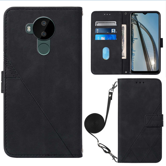 For Nokia C30 Crossbody 3D Embossed Flip Leather Phone Case(Black) - Nokia Cases by buy2fix | Online Shopping UK | buy2fix