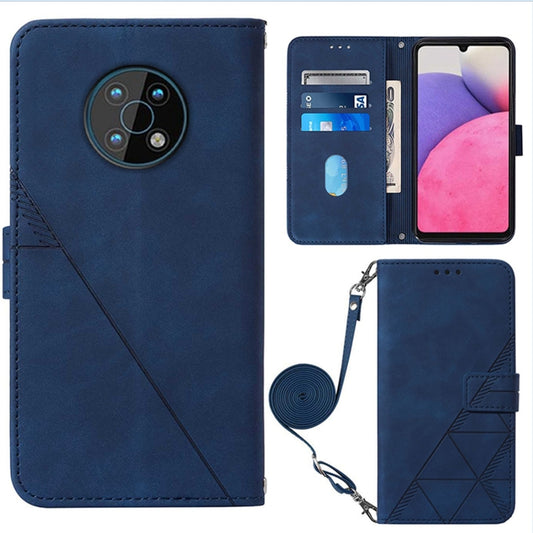 For Nokia G50 Crossbody 3D Embossed Flip Leather Phone Case(Blue) - Nokia Cases by buy2fix | Online Shopping UK | buy2fix