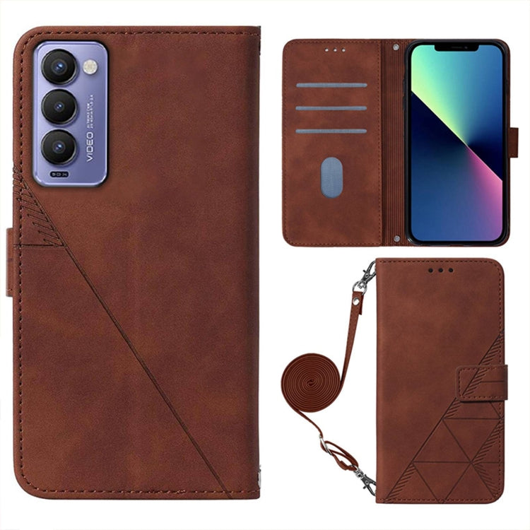 For Tecno Camon 18P Crossbody 3D Embossed Flip Leather Phone Case(Brown) by buy2fix